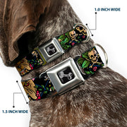 Dog Bone Seatbelt Buckle Collar - Trust No One CLOSE-UP Black