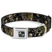 Dog Bone Seatbelt Buckle Collar - Trust No One CLOSE-UP Black