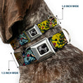 Load image into Gallery viewer, Dog Bone Seatbelt Buckle Collar - Trust No One CLOSE-UP Yellow/Green/Blue-S
