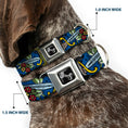Load image into Gallery viewer, Dog Bone Seatbelt Buckle Collar - Truth and Justice CLOSE-UP Blue
