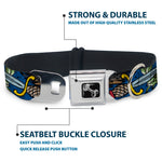 Dog Bone Seatbelt Buckle Collar - Truth and Justice CLOSE-UP Blue