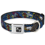 Dog Bone Seatbelt Buckle Collar - Truth and Justice CLOSE-UP Blue