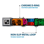 Dog Bone Seatbelt Buckle Collar - Tapes Multi Neon