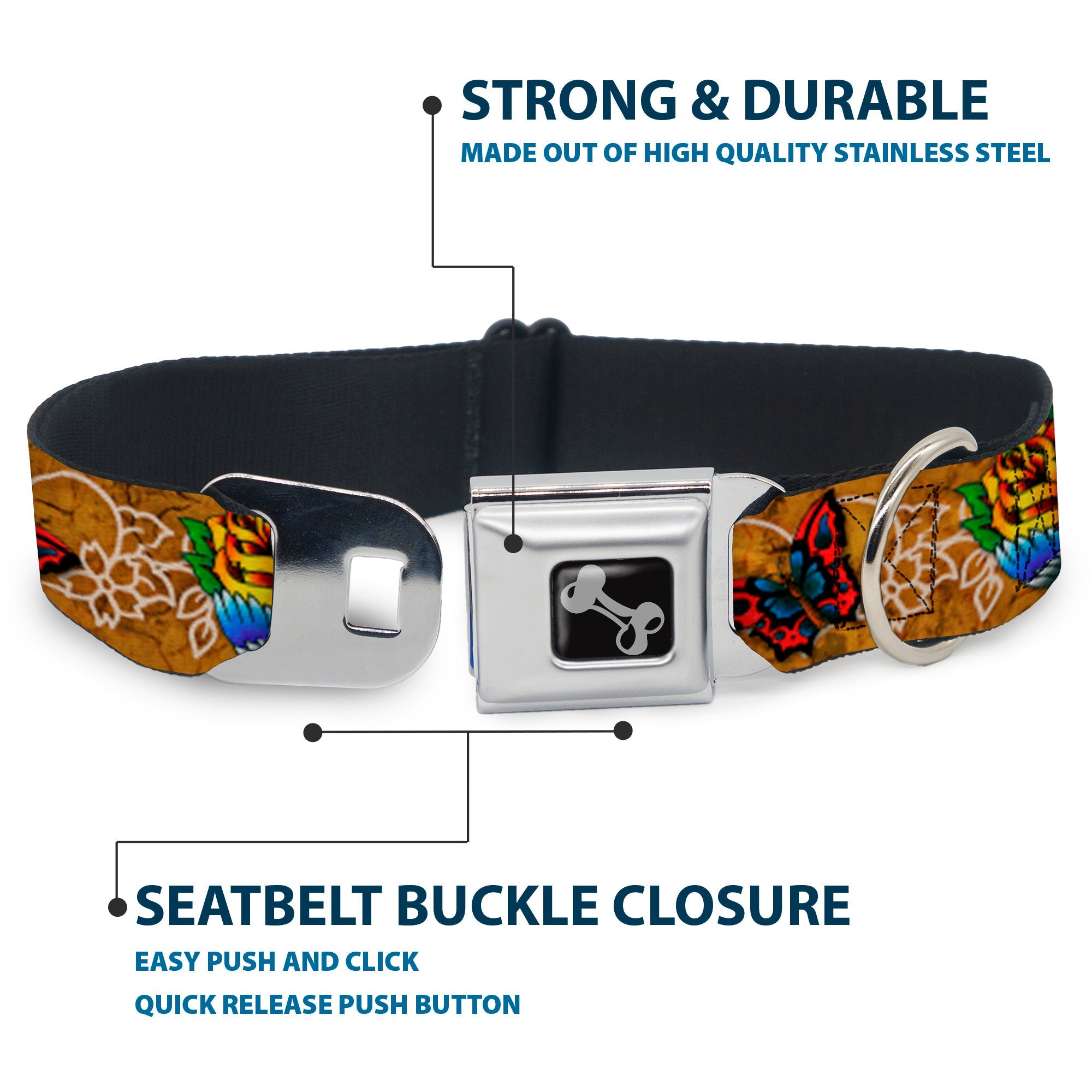 Dog Bone Seatbelt Buckle Collar - TJ-Bird & Rose