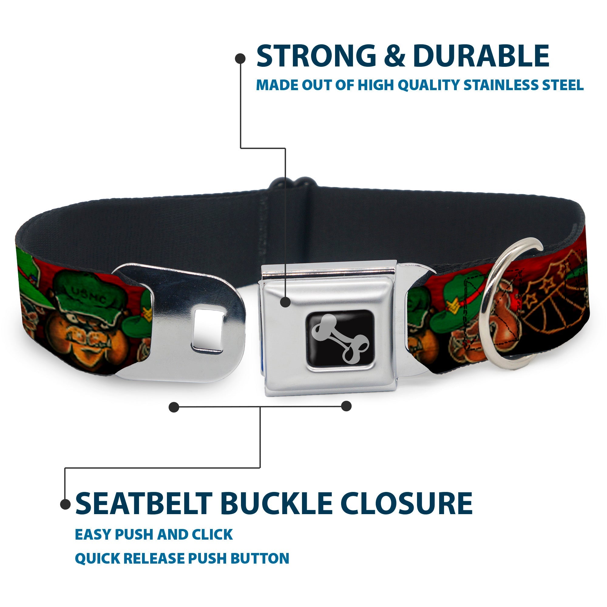 Dog Bone Seatbelt Buckle Collar - TJ-Bulldog