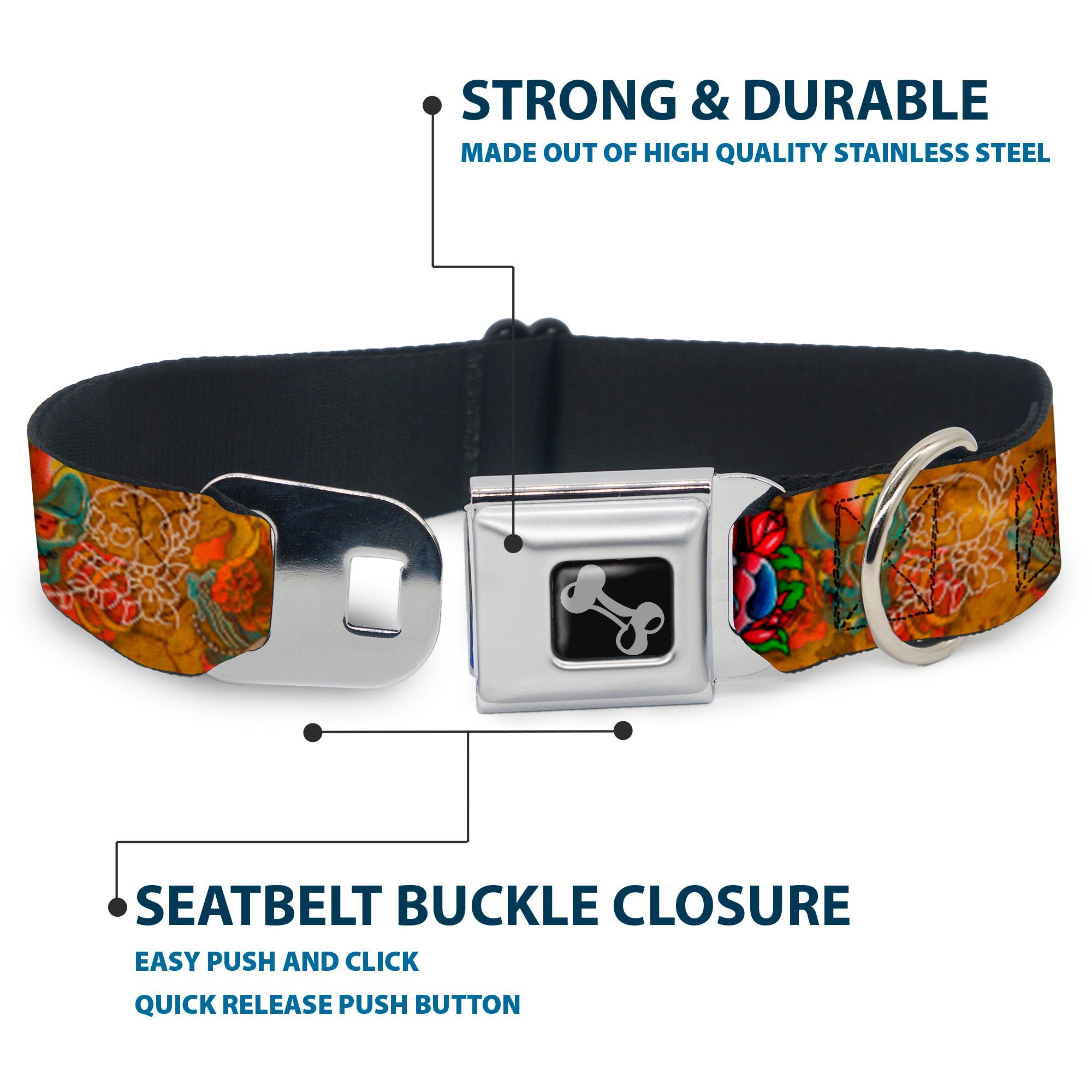Dog Bone Seatbelt Buckle Collar - TJ-Candles & Skulls