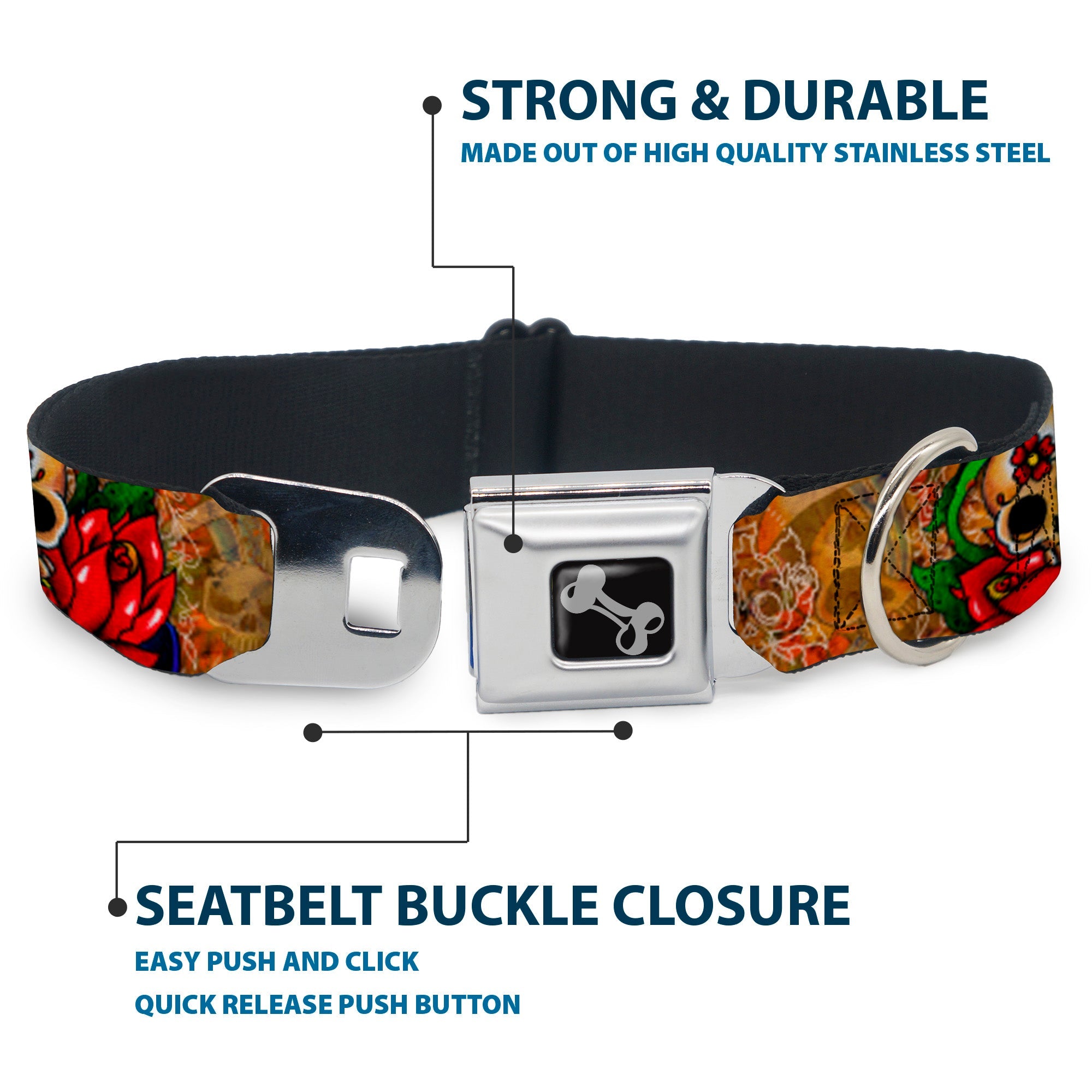 Dog Bone Seatbelt Buckle Collar - TJ-Dagger