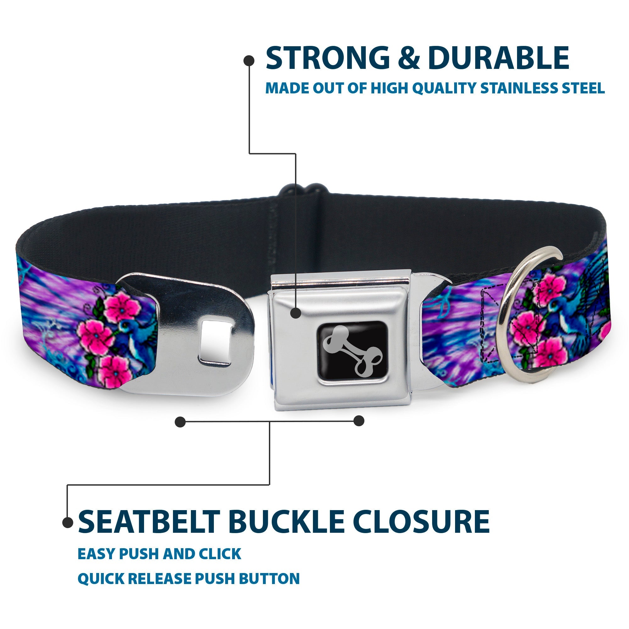 Dog Bone Seatbelt Buckle Collar - TJ-Hummingbird