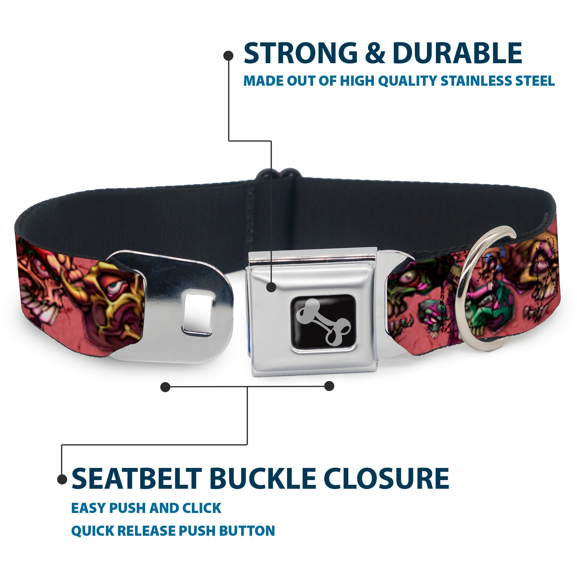 Dog Bone Seatbelt Buckle Collar - TJ-Bones