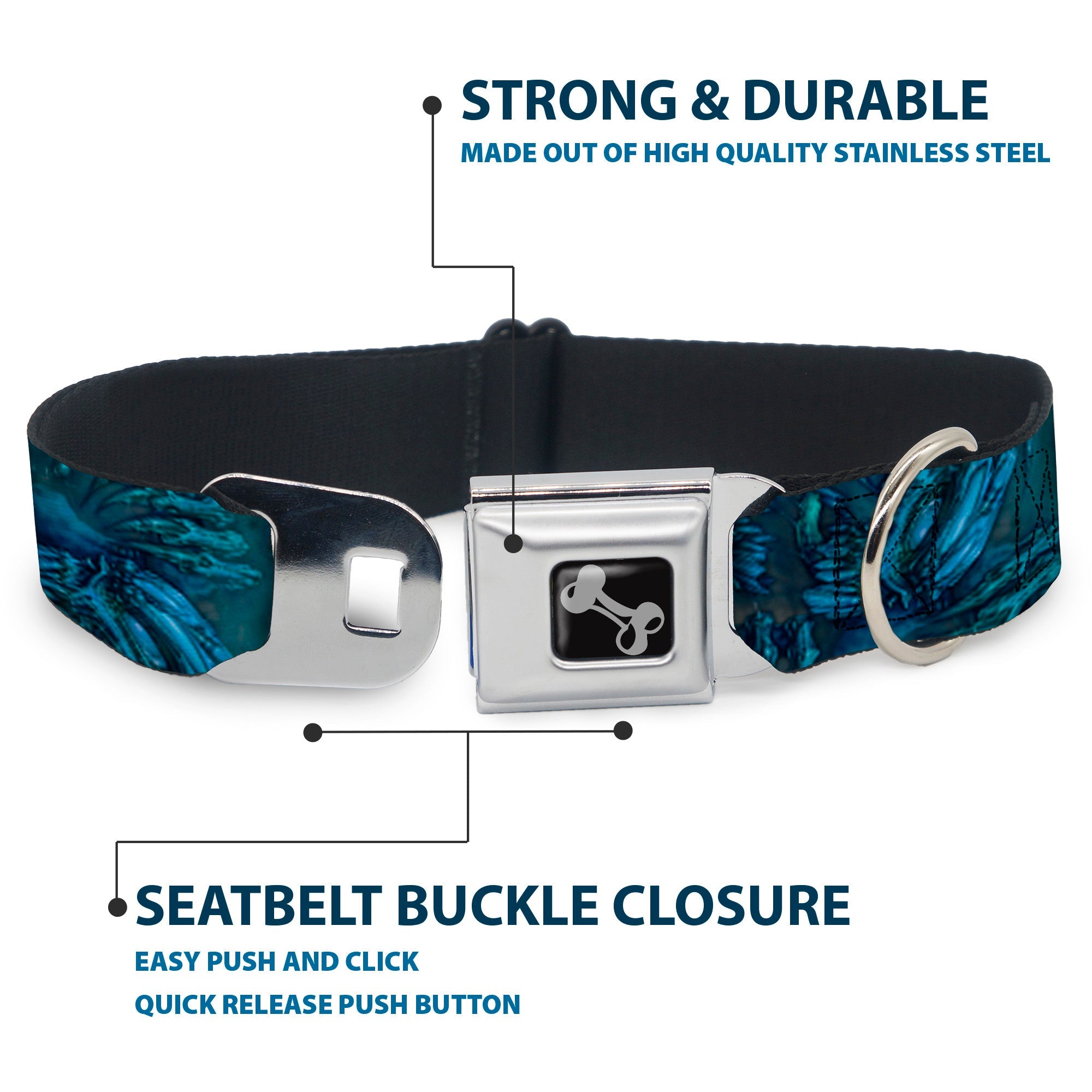 Dog Bone Seatbelt Buckle Collar - TJ-Brutal Blue
