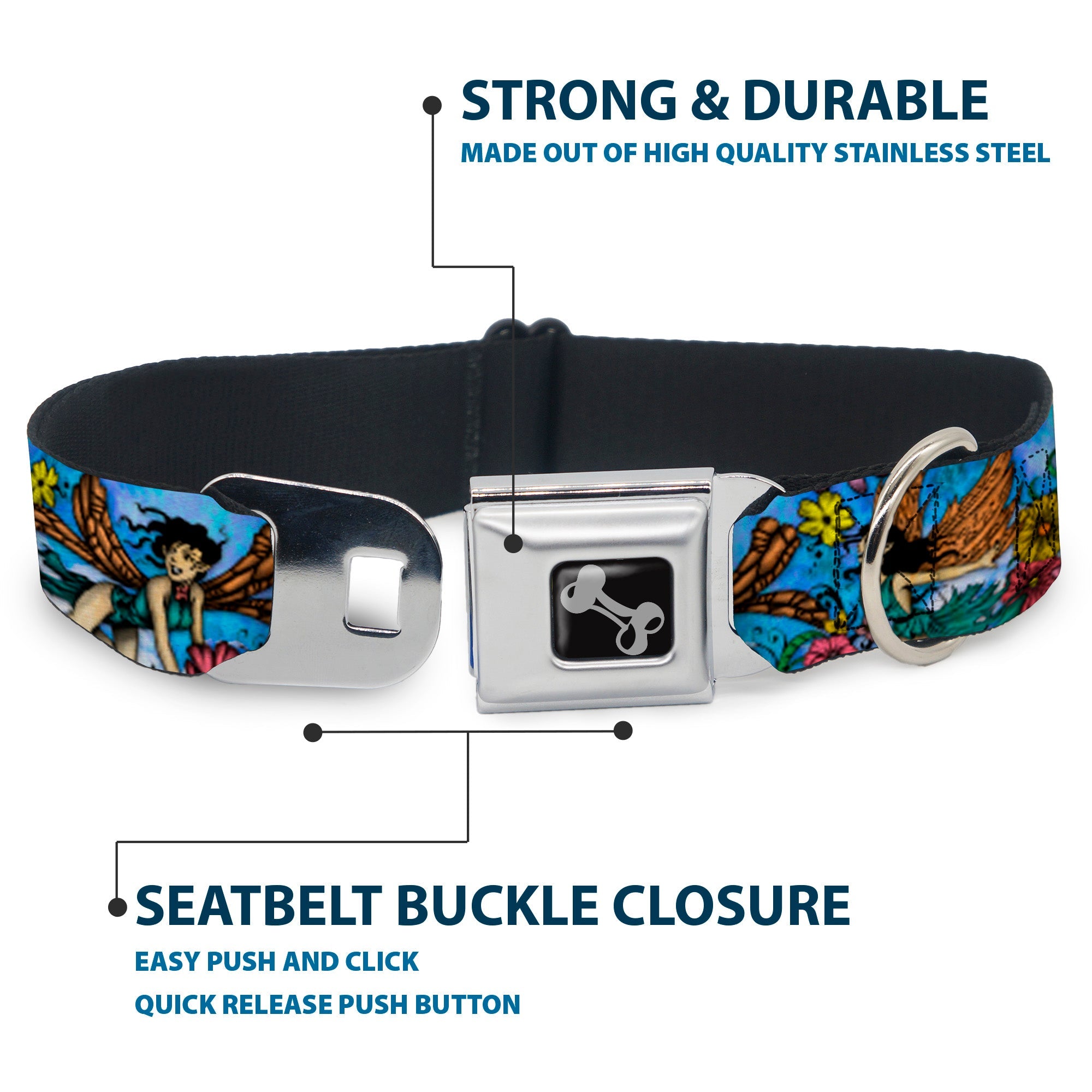 Dog Bone Seatbelt Buckle Collar - TJ-Flower Fairy