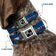 Dog Bone Seatbelt Buckle Collar - Truth and Justice Blue