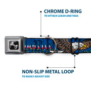 Dog Bone Seatbelt Buckle Collar - Truth and Justice Blue