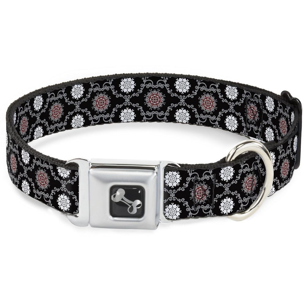 Dog Bone Seatbelt Buckle Collar - Tapestry 1 Black