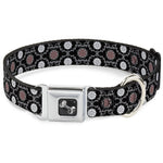 Dog Bone Seatbelt Buckle Collar - Tapestry 1 Black