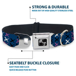 Dog Bone Seatbelt Buckle Collar - Tread Plate Turquoise/Fuchsia/White