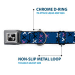 Dog Bone Seatbelt Buckle Collar - Tread Plate Turquoise/Fuchsia/White