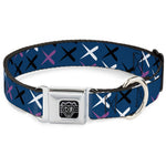 Dog Bone Seatbelt Buckle Collar - Tread Plate Turquoise/Fuchsia/White