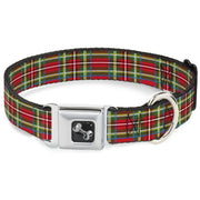 Dog Bone Seatbelt Buckle Collar - Tartan Plaid Red/Green
