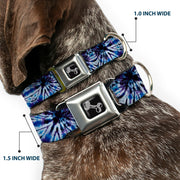 Dog Bone Seatbelt Buckle Collar - Tie Dye Purple/Blue