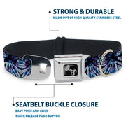 Dog Bone Seatbelt Buckle Collar - Tie Dye Purple/Blue