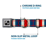 Dog Bone Seatbelt Buckle Collar - Tartan Plaid Khaki/Blues/Red