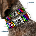 Load image into Gallery viewer, Buckle-Down Seatbelt Buckle Dog Collar - TASTE MY RAINBOW Black/Multi Color
