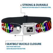 Buckle-Down Seatbelt Buckle Dog Collar - TASTE MY RAINBOW Black/Multi Color