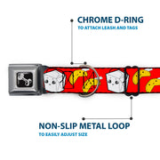 Dog Bone Seatbelt Buckle Collar - Take Out/Fortune Cookies Red