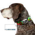 Load image into Gallery viewer, Dog Bone Seatbelt Buckle Collar - Tropical Flora Greens/Reds/Gold
