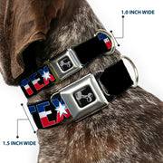 Dog Bone Seatbelt Buckle Collar - TEXAS w/Star Black/White/Blue/Red