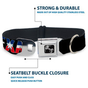 Dog Bone Seatbelt Buckle Collar - TEXAS w/Star Black/White/Blue/Red