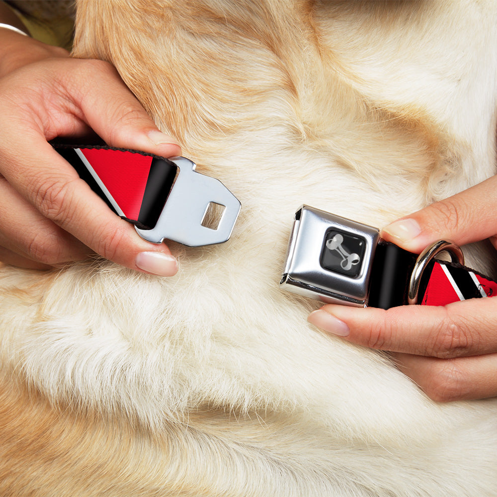 Dog Bone Seatbelt Buckle Collar - Trinidad & Tobago Flags/Black Block