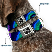 Dog Bone Seatbelt Buckle Collar - Tie Dye Swirl Green/Blue/Purple