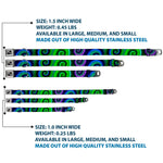 Dog Bone Seatbelt Buckle Collar - Tie Dye Swirl Green/Blue/Purple