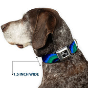 Dog Bone Seatbelt Buckle Collar - Tie Dye Swirl Green/Blue/Purple