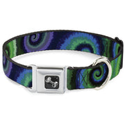 Dog Bone Seatbelt Buckle Collar - Tie Dye Swirl Green/Blue/Purple