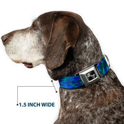 Dog Bone Seatbelt Buckle Collar - Tie Dye Green/Blue/Purple