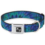 Dog Bone Seatbelt Buckle Collar - Tie Dye Green/Blue/Purple