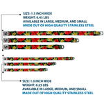 Dog Bone Seatbelt Buckle Collar - Tropical Floral Collage Black/Red/Orange