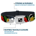 Load image into Gallery viewer, Dog Bone Seatbelt Buckle Collar - Tropical Floral Collage Black/Red/Orange
