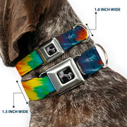 Dog Bone Seatbelt Buckle Collar - Tie Dye Swirl Multi Color