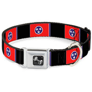 Dog Bone Seatbelt Buckle Collar - Tennessee Flags/Black