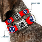 Dog Bone Seatbelt Buckle Collar - Tennessee Flag Stars Red/White/Blue