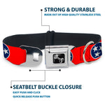 Dog Bone Seatbelt Buckle Collar - Tennessee Flag Stars Red/White/Blue