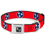 Dog Bone Seatbelt Buckle Collar - Tennessee Flag Stars Red/White/Blue