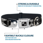 Dog Bone Seatbelt Buckle Collar - Tribal1 Black/White