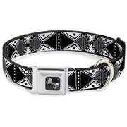 Dog Bone Seatbelt Buckle Collar - Tribal1 Black/White