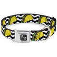 Load image into Gallery viewer, Dog Bone Seatbelt Buckle Collar by Southlake Paws featuring a taco and black/white chevron pattern. Durable and stylish desig
