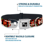 Dog Bone Seatbelt Buckle Collar - Top Hat Pin Up Girl/Poker Chips Vertical Stripes Red/Black